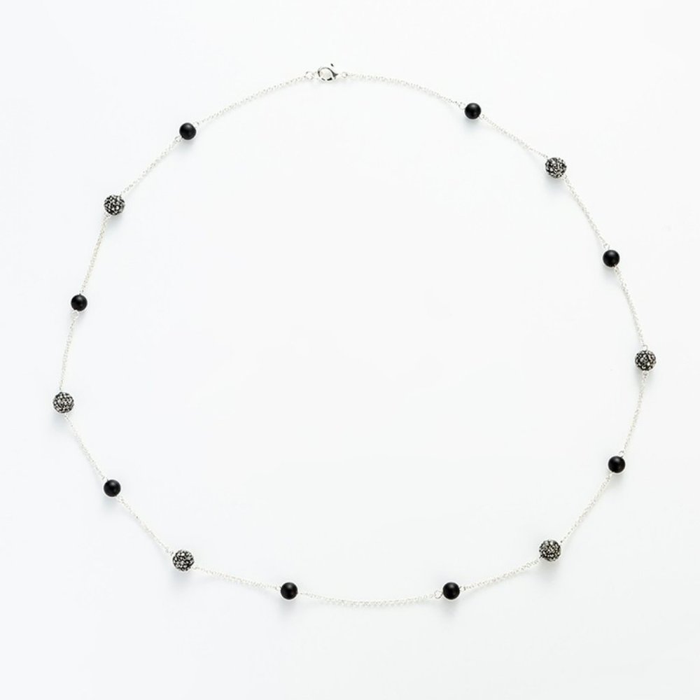 Retro Silver Plated Necklace-Shades of Black/Silver